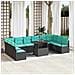 Set Divano da Giardino 11 pz 10-Numero di posti Nero e Blu - Foto miniatura 6