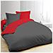 Parure De Couette Bicolore 100% Coton - 1 Housse De Couette 220x240cm + 2 Taies D'oreillers 65x65 Cm Anthracite Et Rouge - Foto miniatura 1