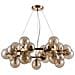 Lampadario Contemporaneo Dallas Metallo Oro 25 Luci Diffusori Ambra - Foto miniatura 1