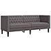 Divano Chesterfield A 3 Posti Grigio In Similpelle - Foto miniatura 2