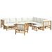 Set Salotto da Giardino 12pz con Cuscini Bianco Crema in Bambù - Foto miniatura 3
