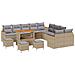 Set Divano da Giardino con cuscino 14 pcs Beige Poly Rattan - Foto miniatura 1