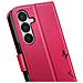 Custodia A Portafoglio Per Galaxy S24 / S25 Premium Design Fiori Farfalla, Rosso - Foto miniatura 2