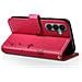 Custodia A Portafoglio Per Galaxy S24 / S25 Premium Design Fiori Farfalla, Rosso - Foto miniatura 5