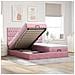 Struttura Letto Pouf con Materassi Rosa 160x200 cm Velluto - Foto miniatura 2