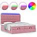 Struttura Letto Pouf con Materassi Rosa 160x200 cm Velluto - Foto miniatura 5