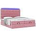 Struttura Letto Pouf con Materassi Rosa 160x200 cm Velluto - Foto miniatura 6
