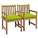Sedie da Giardino 2 pz Cuscini Verde Brillante in Legno di Teak - Foto miniatura 1