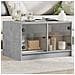 Tavolino Da Salotto Con Ante In Vetro Grigio Cemento 68x50x42cm - Foto miniatura 1