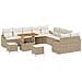 Set di divani da giardino  13 pezzi con cuscini beige polyrattan acacia, Divano da giardino  2 posti con spazio di stoccaggio e cuscini beige polyrattan, Set da pranzo da giardino  3 pezzi con cuscini beige polyrattan acacia - Foto miniatura 1