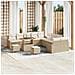 Set di divani da giardino  13 pezzi con cuscini beige polyrattan acacia, Divano da giardino  2 posti con spazio di stoccaggio e cuscini beige polyrattan, Set da pranzo da giardino  3 pezzi con cuscini beige polyrattan acacia - Foto miniatura 2