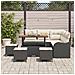Set divano da giardino 9 pezzi con cuscini in polyrattan nero e acacia, Divano da giardino 2 posti con spazio di stoccaggio e cuscini in polyrattan nero, Set da pranzo da giardino 4 pezzi con cuscini in polyrattan nero e acacia - Foto miniatura 3