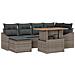 Set Pranzo Giardino 7 Pezzi con Cuscini Grigio Poly Rattan Acacia - Foto miniatura 1