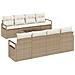 Set Divano da Giardino  9 Pezzi con Cuscini Beige Polyrattan, Divano da Giardino  2 Posti con Cuscini Beige Polyrattan - Foto miniatura 1