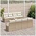 Set Divano da Giardino  9 Pezzi con Cuscini Beige Polyrattan, Divano da Giardino  2 Posti con Cuscini Beige Polyrattan - Foto miniatura 3