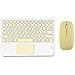 Tastiera Bluetooth Con Tasti Rotondi E Touchpad + Combo Mouse Bluetooth, Compatibile Con Ipad, Android E Altro Yellow - Foto miniatura 1