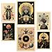 Set Di 6 Stampe Pittura Decorativa Collage Surreale In Mistico Esoterico Incorniciato Con Illustrazioni A3 & A4 Telaio In Legno Chiaro - Foto miniatura 1