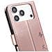 Custodia A Portafoglio Per Iphone 17 Pro Premium Design Fiori Farfalla, Rosa Champagne - Foto miniatura 3
