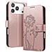 Custodia A Portafoglio Per Iphone 17 Pro Premium Design Fiori Farfalla, Rosa Champagne - Foto miniatura 4