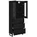 Credenza 2 pcs Rovere Nero Legno Stratificato e Vetro - Foto miniatura 5
