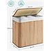 Cesto portabiancheria in bambù naturale a 3 scomparti da 150 litri con coperchio - Foto miniatura 5