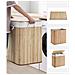 Cesto portabiancheria in bambù naturale a 3 scomparti da 150 litri con coperchio - Foto miniatura 7
