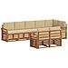 Set divani 8 pcs Naturale e Beige Legno di Acacia Massello - Foto miniatura 1