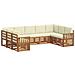 Set divani 9 pcs Naturale e Crema Legno di Acacia Massello - Foto miniatura 1