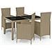 Set Mobili Da Pranzo Giardino 5 Pz Con Cuscini Polyrattan Beige - Foto miniatura 2