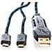 Cavo Ricarica Dual Turbo USB con 3 uscite USB da 4 Metro Colore Nero/Blu - Foto miniatura 1