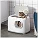 Lettiera per Gatti Apribile in PP con Paletta e Coperchio Inclusi Dimensioni 55x40x39 cm Bianco e Grigio - Foto miniatura 2