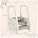 Sgabello per Bambini 2-5 Anni a 3 Gradini in HDPE, 43x42x65.5 cm, Grigio e Bianco Crema - Foto miniatura 4