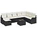 Set divano da giardino 9 pezzi con cuscini in polyrattan nero,  Divano da giardino 2 posti con ripostiglio e cuscini in polyrattan nero - Foto miniatura 1