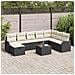 Set divano da giardino 9 pezzi con cuscini in polyrattan nero,  Divano da giardino 2 posti con ripostiglio e cuscini in polyrattan nero - Foto miniatura 2