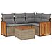 Set Divano da Giardino 5 pz con Cuscini Beige in Polyrattan - Foto miniatura 1