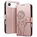 Custodia A Portafoglio Per Iphone Air Premium Design Fiori Farfalla, Rosa Champagne - Foto miniatura 2