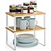 Set di 2 mensole da cucina in bambù e metallo bianco naturale - Foto miniatura 2