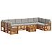 Set divani con cuscino 11 pcs Grigio Naturale e Chiaro - Foto miniatura 1