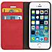 Custodia A Libro In Vera Pelle Serie First Class Per Apple Iphone 5 E 5s - Rossa - Foto miniatura 8