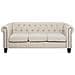 Divano 3 Posti In Tessuto Beige Gambe Dritte Chesterfield - Foto miniatura 9