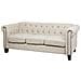 Divano 3 Posti In Tessuto Beige Gambe Dritte Chesterfield - Foto miniatura 6