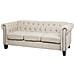 Divano 3 Posti In Tessuto Beige Gambe Dritte Chesterfield - Foto miniatura 7