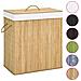 Cesto Portabiancheria in Bambù a 2 Sezioni 100 L - Foto miniatura 2