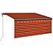 Tenda Da Sole Parasole Sensore Vento Led 3x2,5m Arancio Marrone - Foto miniatura 1