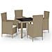 Set Mobili Da Pranzo Giardino 5 Pz Con Cuscini Polyrattan Beige - Foto miniatura 2