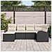 Set di divani da giardino 6 Pezzi con Cuscini Nero Polyrattan - Foto miniatura 3