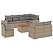 Set Divano da Giardino 9 pz con Cuscini Beige in Polyrattan - Foto miniatura 1