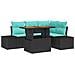 Set Divano da Giardino 5 pz 4-Numero di posti Nero polyrattan - Foto miniatura 1