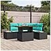 Set Divano da Giardino 5 pz 4-Numero di posti Nero polyrattan - Foto miniatura 8