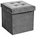 Pouf Pieghevole In Velluto Lisandre - Grigio - L 37,5 X P 37,5 X H 38,3 Cm - Foto miniatura 1